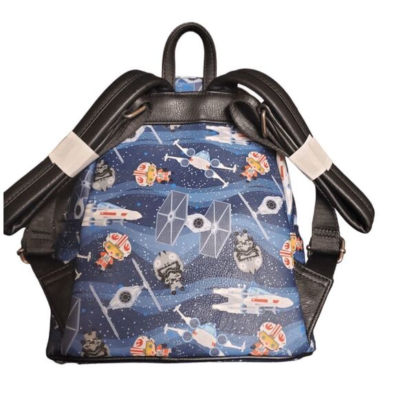 Loungefly Star Wars RARE HEART LOGO Chibi Spaceships Mini Backpack - Picture 4 of 4